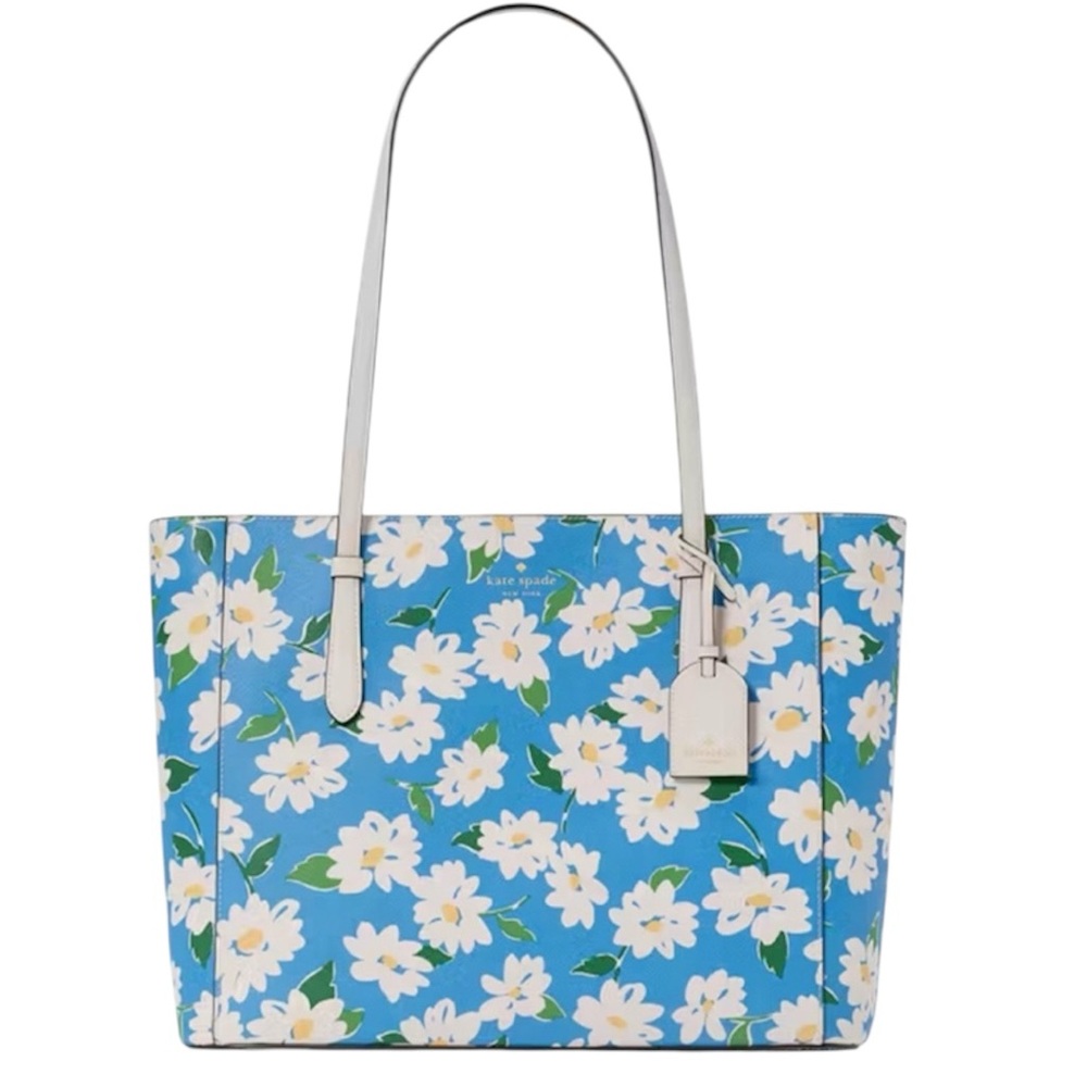 Kate Spade Schuyler Floral Printed Saffiano Tote Bag, Tide Pool Blue NWT $359